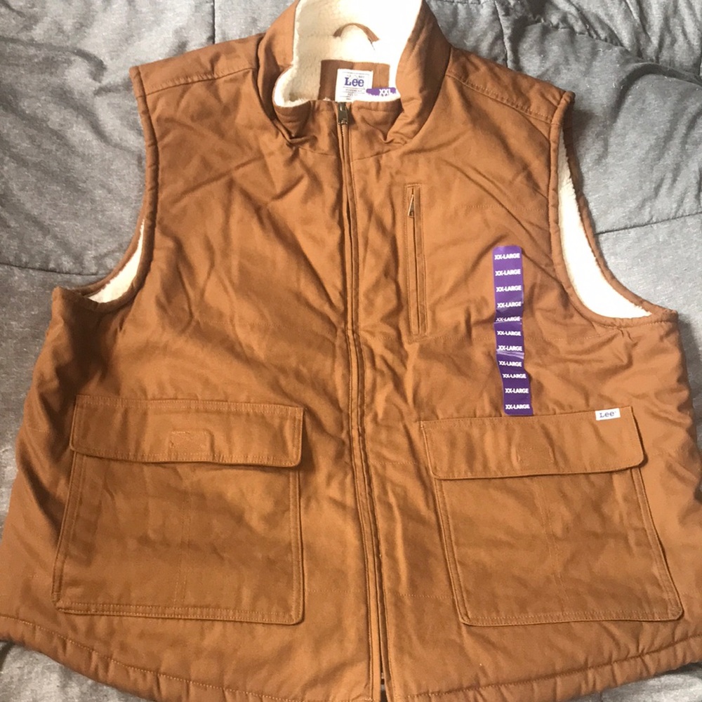 Tan and cream XXL Lined work vest NWT